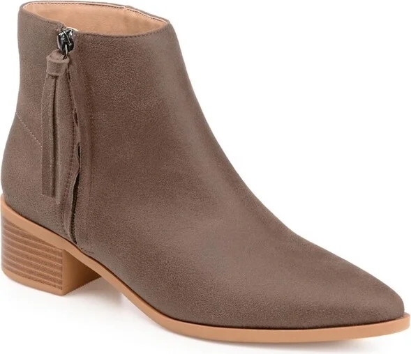 Journee Collection Women's Sadiya Inside Zip Stacked Heel Booties Brown