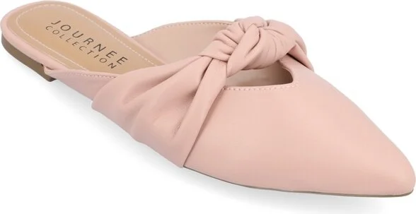 Journee Collection Women's Salinn Mules Slip On Pointed Toe Flats Blush