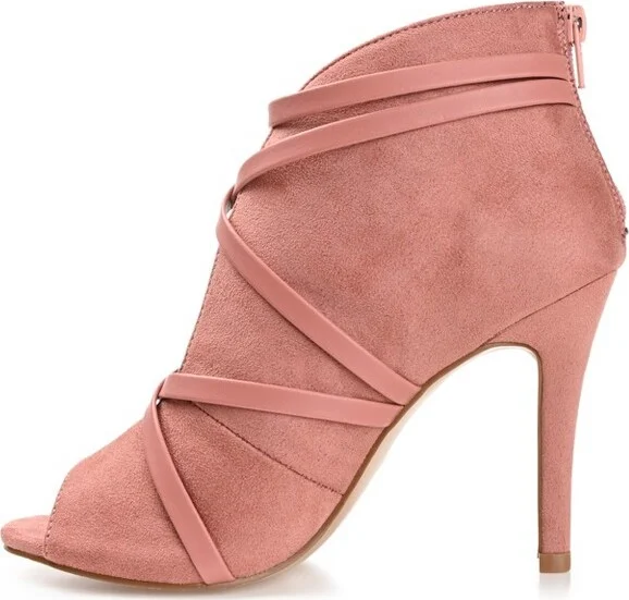 Journee Collection Women's Samara Back Heel Zip Peep Toe Stiletto Booties Olive - Image 4