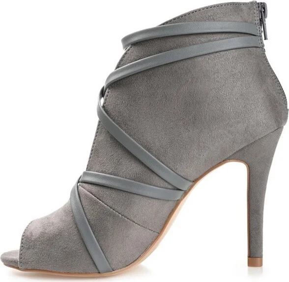 Journee Collection Women's Samara Back Heel Zip Peep Toe Stiletto Booties Olive - Image 6