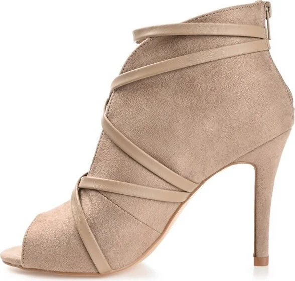 Journee Collection Women's Samara Back Heel Zip Peep Toe Stiletto Booties Olive - Image 7