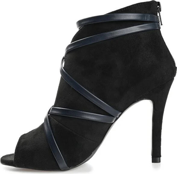 Journee Collection Women's Samara Back Heel Zip Peep Toe Stiletto Booties Olive - Image 9