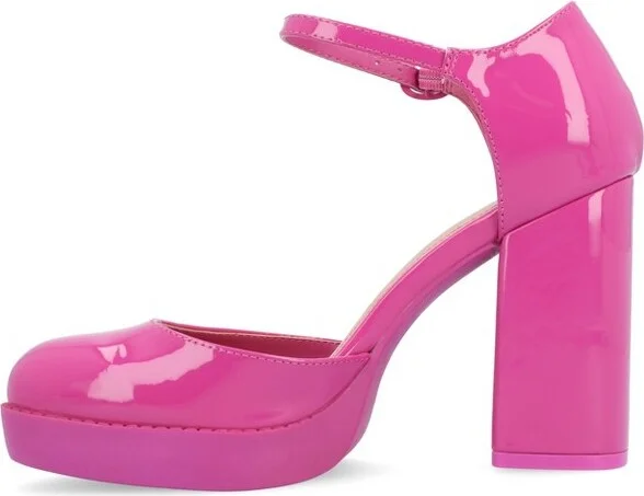 Journee Collection Women's Samarr High Heel Round Toe Pumps Pink - Image 3