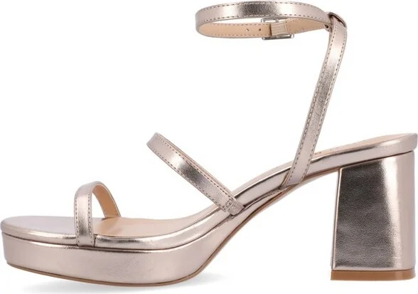 Journee Collection Women's Samilee Metallic Vegan Leather Platform Sandals Gold - Image 2