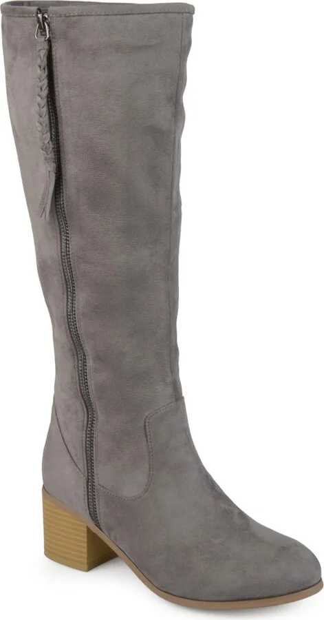 Journee Collection Women's Sanora Stacked Heel Mid Shaft Boots