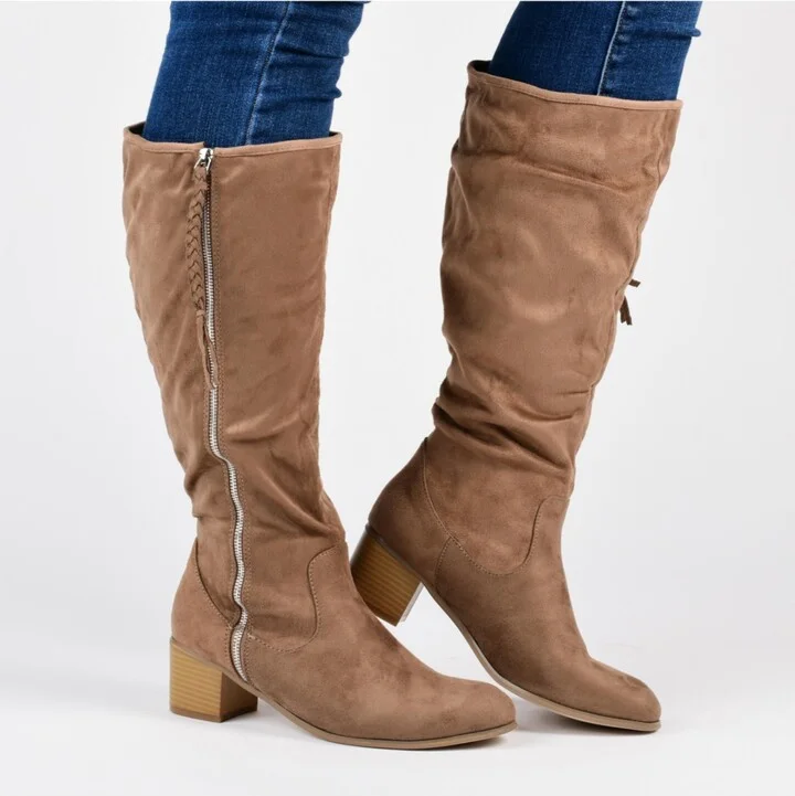 Journee Collection Women's Sanora Wide Calf Stacked Heel Mid Shaft Boots - Image 8