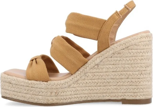 Journee Collection Women's Santorynn Sling Back Espadrille Platform Wedge Sandals Tan - Image 2