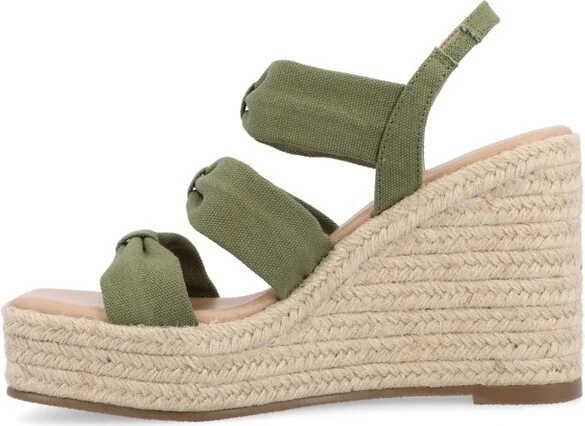 Journee Collection Women's Santorynn Sling Back Espadrille Platform Wedge Sandals Tan - Image 3