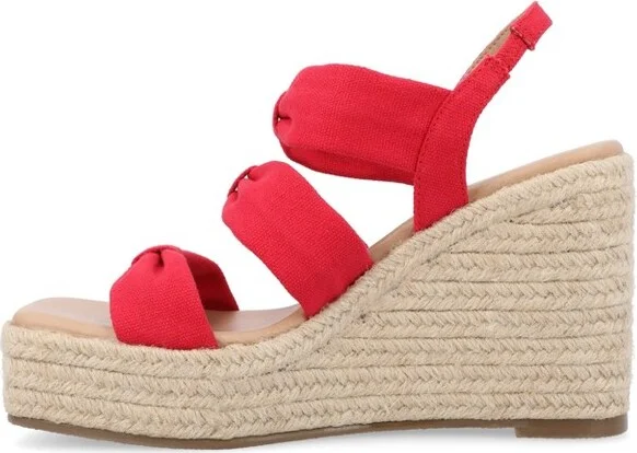 Journee Collection Women's Santorynn Sling Back Espadrille Platform Wedge Sandals Tan - Image 4
