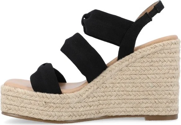 Journee Collection Women's Santorynn Sling Back Espadrille Platform Wedge Sandals Tan - Image 5