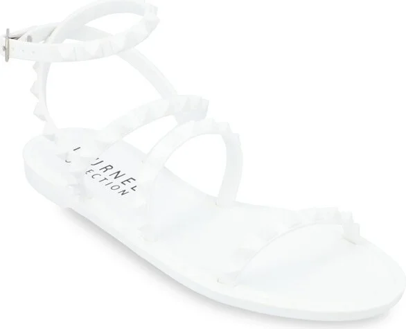 Journee Collection Women's Saphira Multi Strap Studded Jelly Sandal White