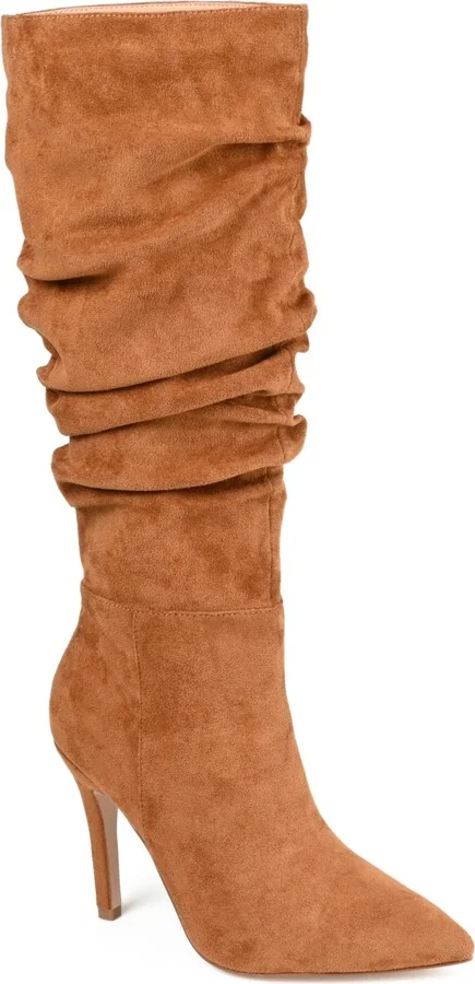 Journee Collection Women's Sarie Wide Calf Ruched Stiletto Boots