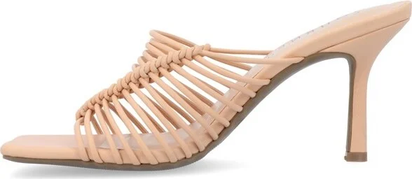 Journee Collection Women's Saskia Mid Heel Open Toe Pumps Nude - Image 2