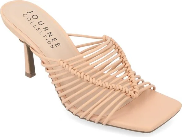 Journee Collection Women's Saskia Mid Heel Open Toe Pumps Nude
