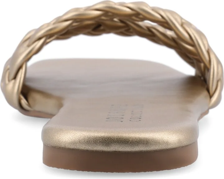 Journee Collection Women's Sawyerr Braided Single Band Flat Sandals - Image 3