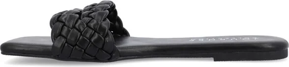 Journee Collection Women's Sawyerr Dual Braided Band Slide Sandals Black - Image 2