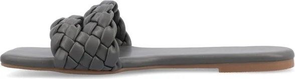 Journee Collection Women's Sawyerr Dual Braided Band Slide Sandals Black - Image 3