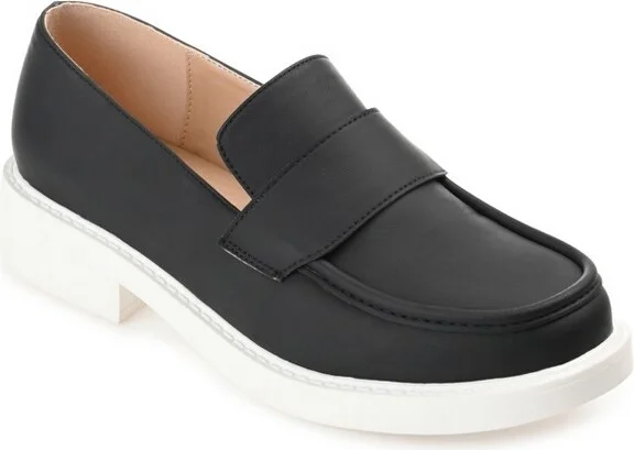 Journee Collection Women's Saydee Loafer Round Toe Slip On Flats Black