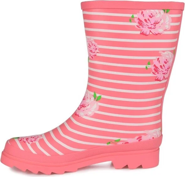 Journee Collection Women's Seattle Block Heel Rain Boots Pink - Image 2