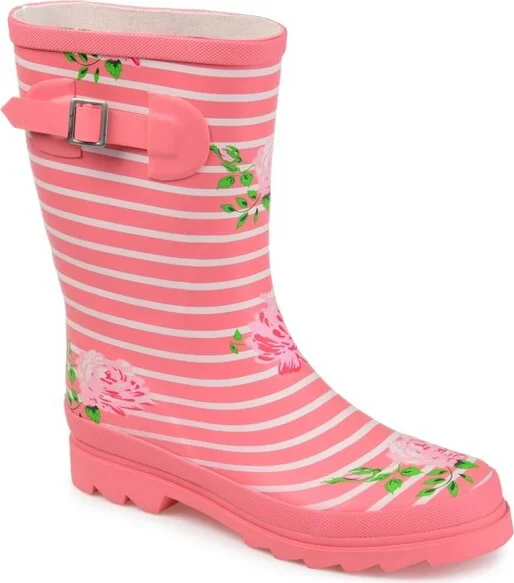 Journee Collection Women's Seattle Block Heel Rain Boots Pink