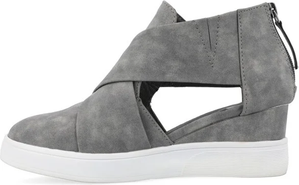 Journee Collection Women's Seena Round Toe Back Heel Zip Wedge Sneakers Grey - Image 2