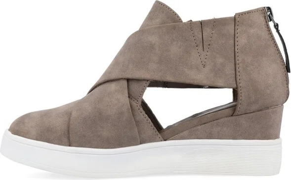 Journee Collection Women's Seena Round Toe Back Heel Zip Wedge Sneakers Grey - Image 4