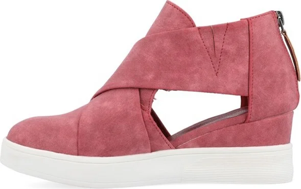 Journee Collection Women's Seena Round Toe Back Heel Zip Wedge Sneakers Grey - Image 5