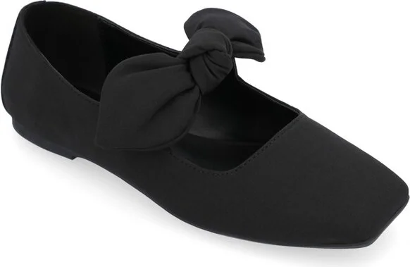 Journee Collection Women's Seralinn Mary Jane Slip On Square Toe Flats Black