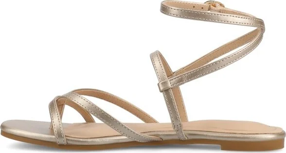 Journee Collection Women's Serissa Multi Strap Flat Sandals Tan - Image 4