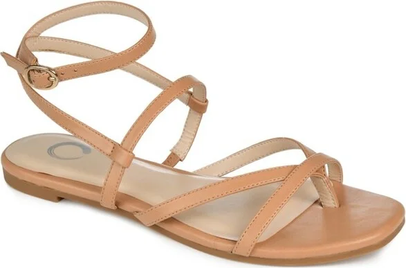 Journee Collection Women's Serissa Multi Strap Flat Sandals Tan