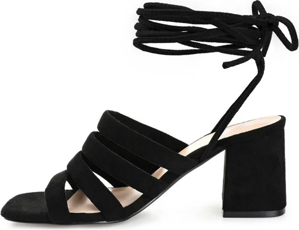 Journee Collection Womens Sevyn Open Square Toe Block Heel Sandals Black 10 - Image 2