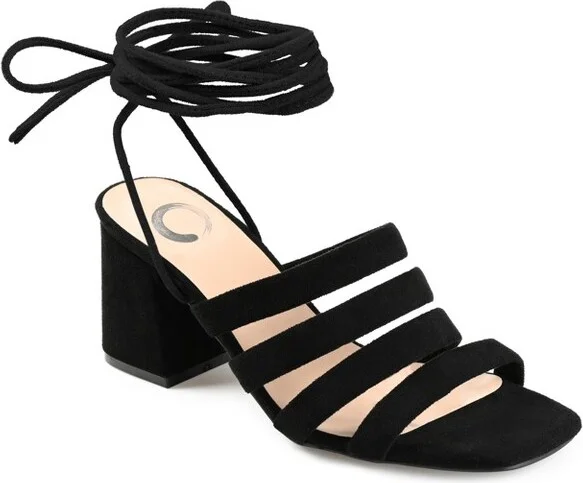 Journee Collection Womens Sevyn Open Square Toe Block Heel Sandals Black 6.5