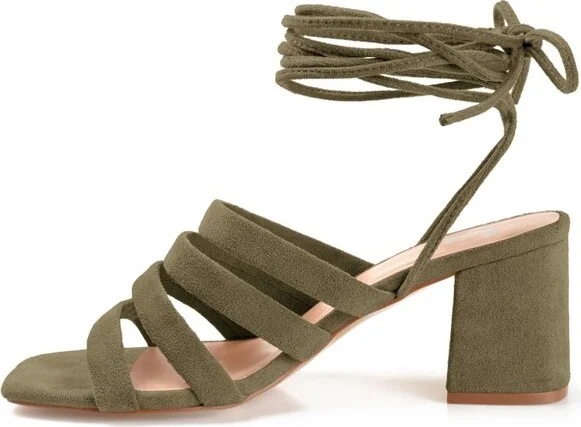 Journee Collection Womens Sevyn Open Square Toe Block Heel Sandals Green 11 - Image 2