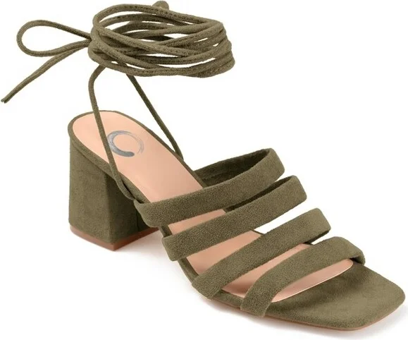 Journee Collection Womens Sevyn Open Square Toe Block Heel Sandals Green 6.5