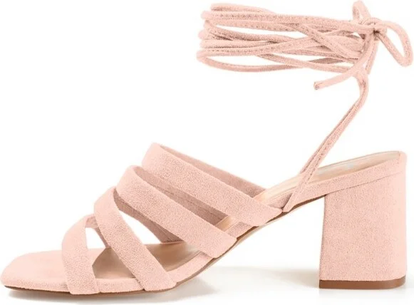 Journee Collection Womens Sevyn Open Square Toe Block Heel Sandals Rose 8.5 - Image 2