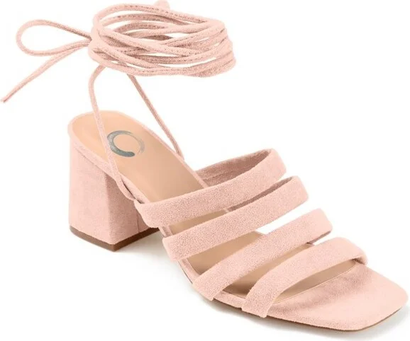 Journee Collection Womens Sevyn Open Square Toe Block Heel Sandals Rose 8.5