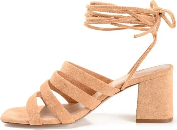 Journee Collection Womens Sevyn Open Square Toe Block Heel Sandals Tan 10 - Image 2