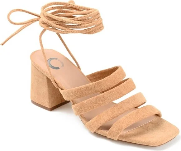 Journee Collection Womens Sevyn Open Square Toe Block Heel Sandals Tan 9