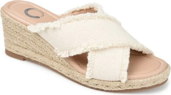 Journee Collection Women's Shanni Wedge Heel Espadrille Sandals Beige