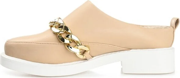 Journee Collection Women's Sheah Mules Round Toe Slip On Flats Tan - Image 2