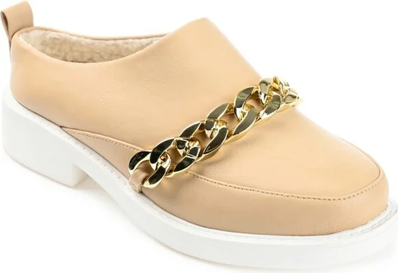 Journee Collection Women's Sheah Mules Round Toe Slip On Flats Tan