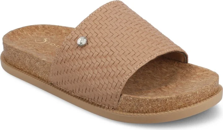 Journee Collection Women's Sheena Single Band Slip-On Wedge Sandals