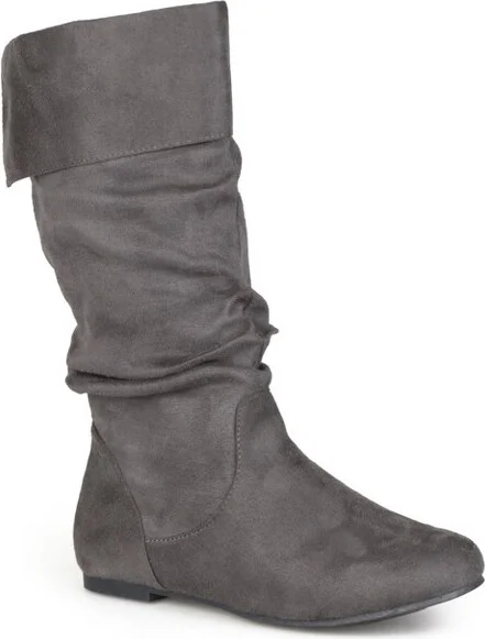 Journee Collection Women's Shelley-3 Round Toe Mid Calf Boots Grey