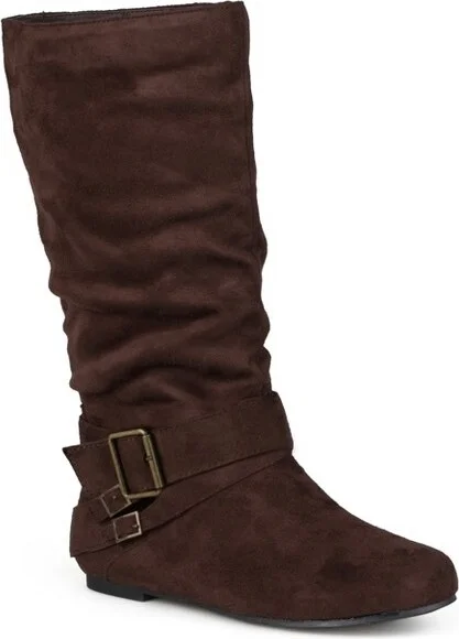 Journee Collection Women's Shelley-6 Round Toe Mid Calf Boots Brown
