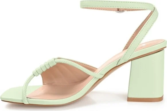 Journee Collection Women's Shillo Open Toe Mid Block Heel Pumps Rose - Image 2