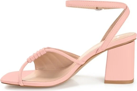 Journee Collection Women's Shillo Open Toe Mid Block Heel Pumps Rose - Image 4