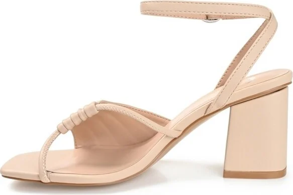 Journee Collection Women's Shillo Open Toe Mid Block Heel Pumps Rose - Image 7