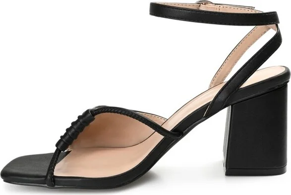 Journee Collection Women's Shillo Open Toe Mid Block Heel Pumps Rose - Image 8