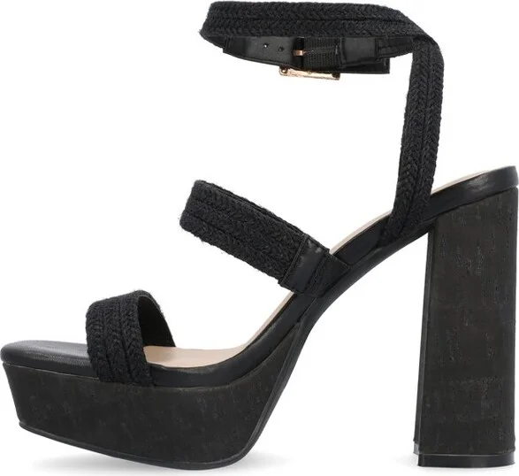 Journee Collection Women's Sienne High Heel Platform Sandals Black - Image 3