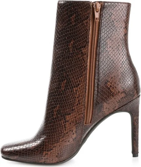 Journee Collection Women's Silvy Inside Zip Stiletto Booties Snake - Image 2